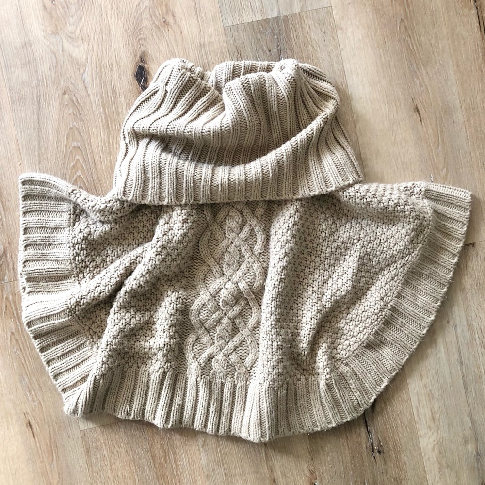 Cable Knit Camel Poncho